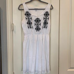 Soft White dress with navy accents